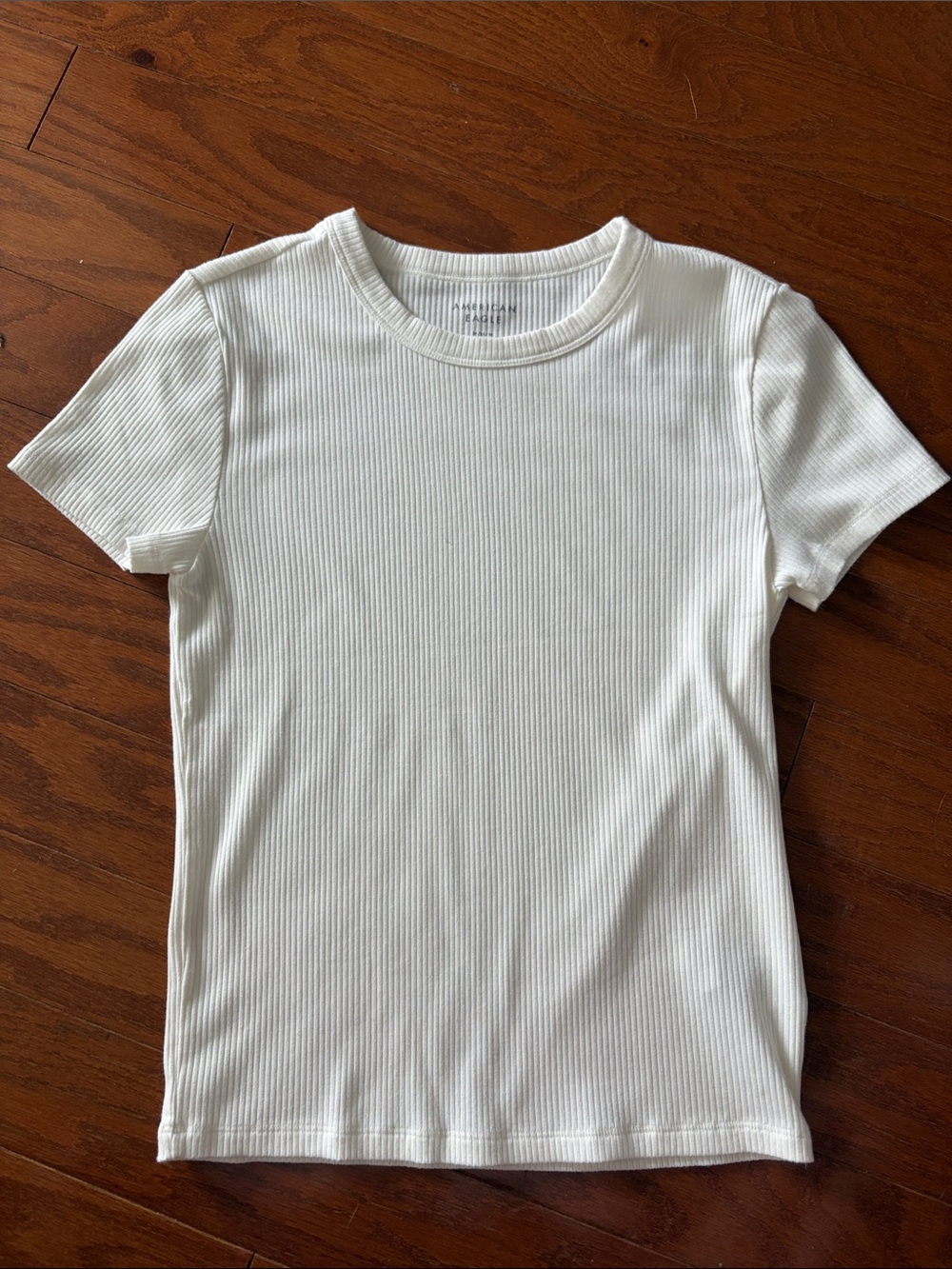 American Eagle Outfitters White Ribbed Short Sleeve Tee
